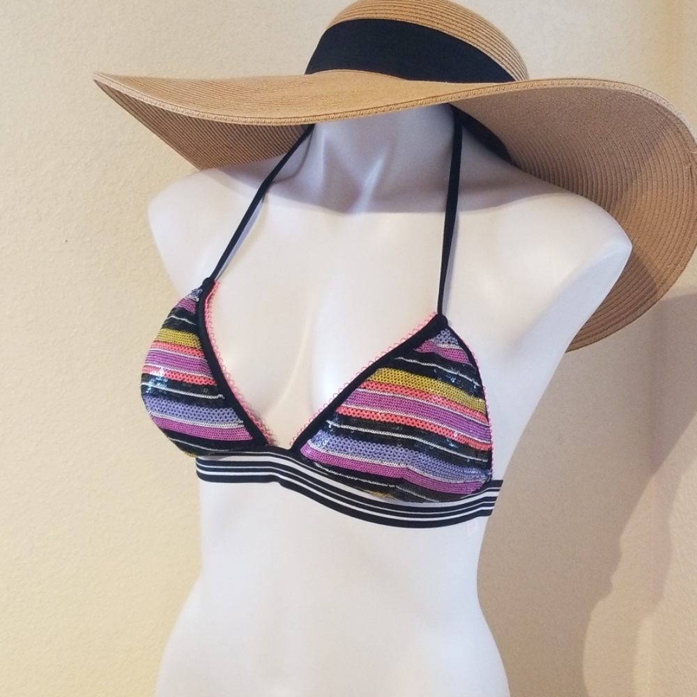 Nwot Victoria Secret sequins swim‎ top lg